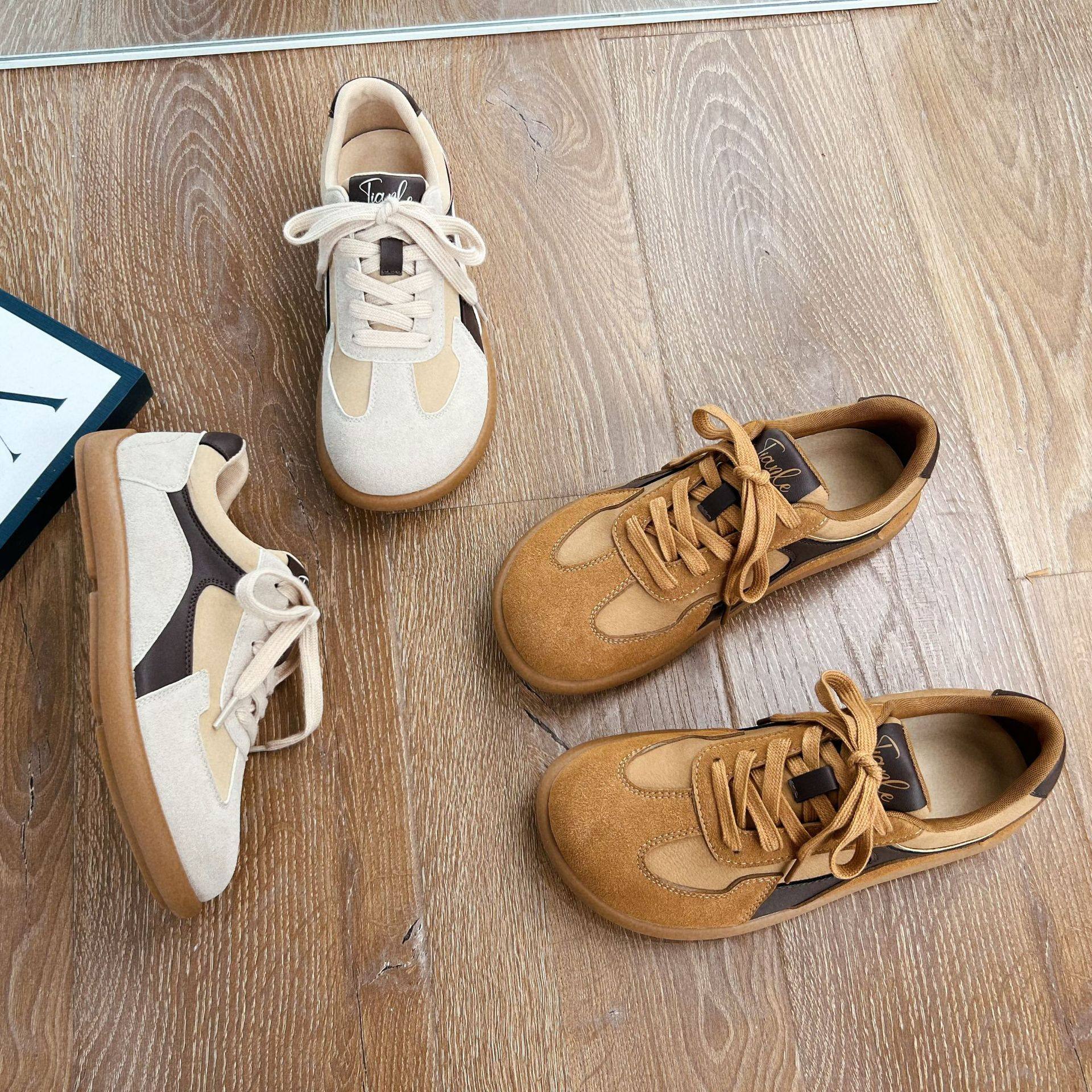 真皮复古小白鞋女2025秋季新款平底歪头运动鞋休闲女鞋百搭鞋子女