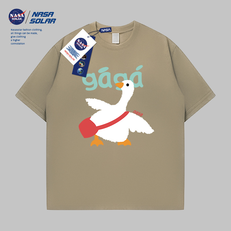 NASA 夏季新款大白鹅短袖纯棉品质t恤潮流宽松百搭半袖情侣装夏装