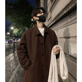 大衣装秋冬新款宽松防寒潮流双面毛呢风衣外套L6019-P95控148，男装风衣，电商A362