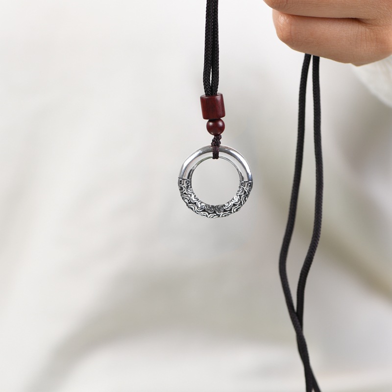 祥云银吊坠足银平安扣男士