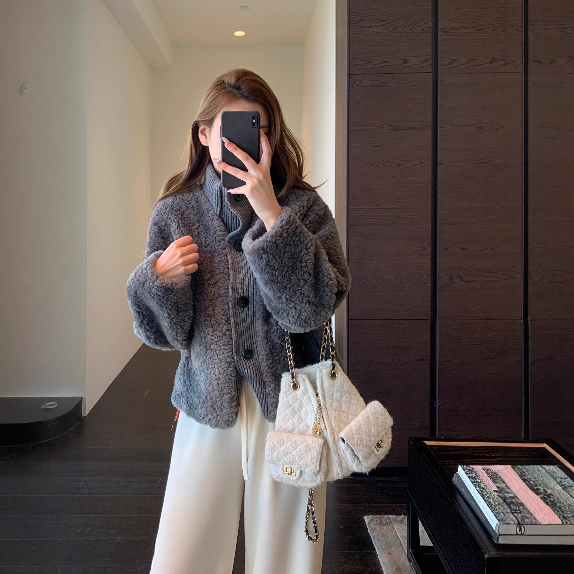 拼接外套毛绒绒设计感小众