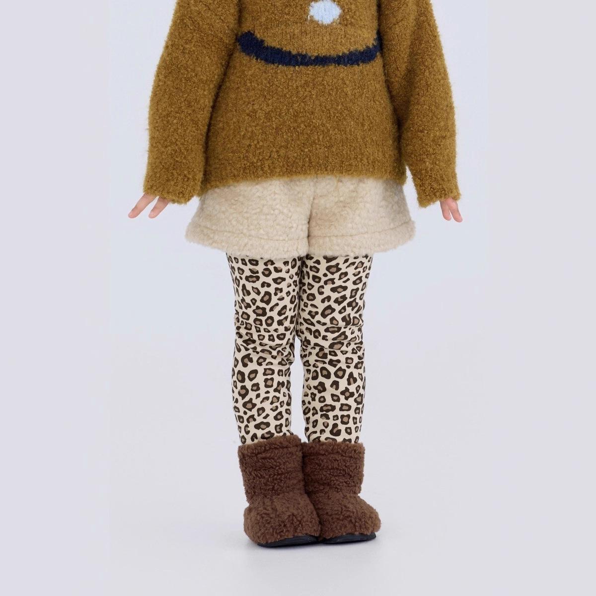 韩系秋冬装保暖下装女童修身保暖棉裤子新款豹纹打底裤复合一体绒