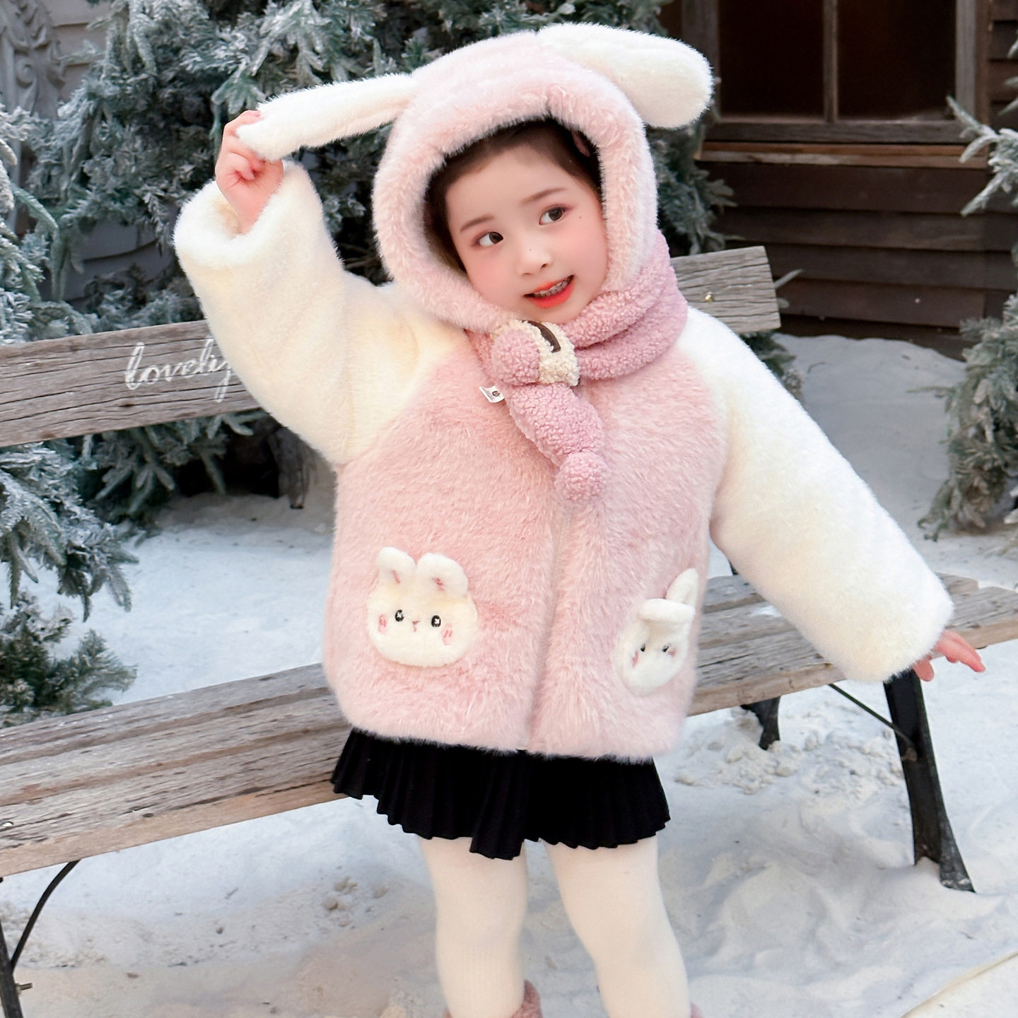 女童加绒加厚外套冬装2025新款儿童洋气可爱女孩超好看冬款毛毛衣，童装外套，祺妙童装