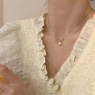 简约百搭高级感巴洛克珍珠锁骨链
