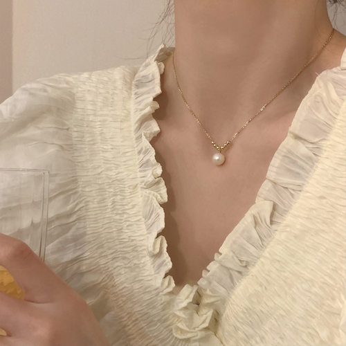 简约百搭高级感巴洛克珍珠锁骨链