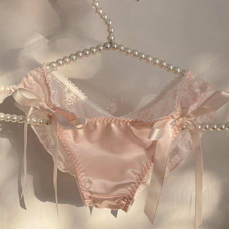 少女夏季薄款纯欲丝带性感蕾丝镂空低腰内裤女纯棉裆无痕三角裤头