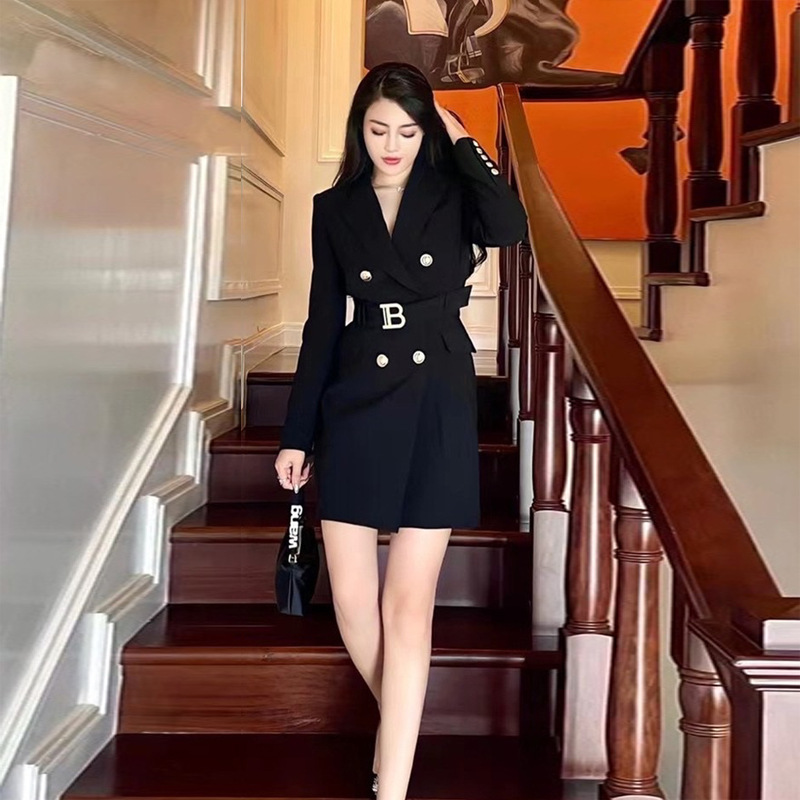 2025spring women long blazer jacket dress ladies suits西装裙