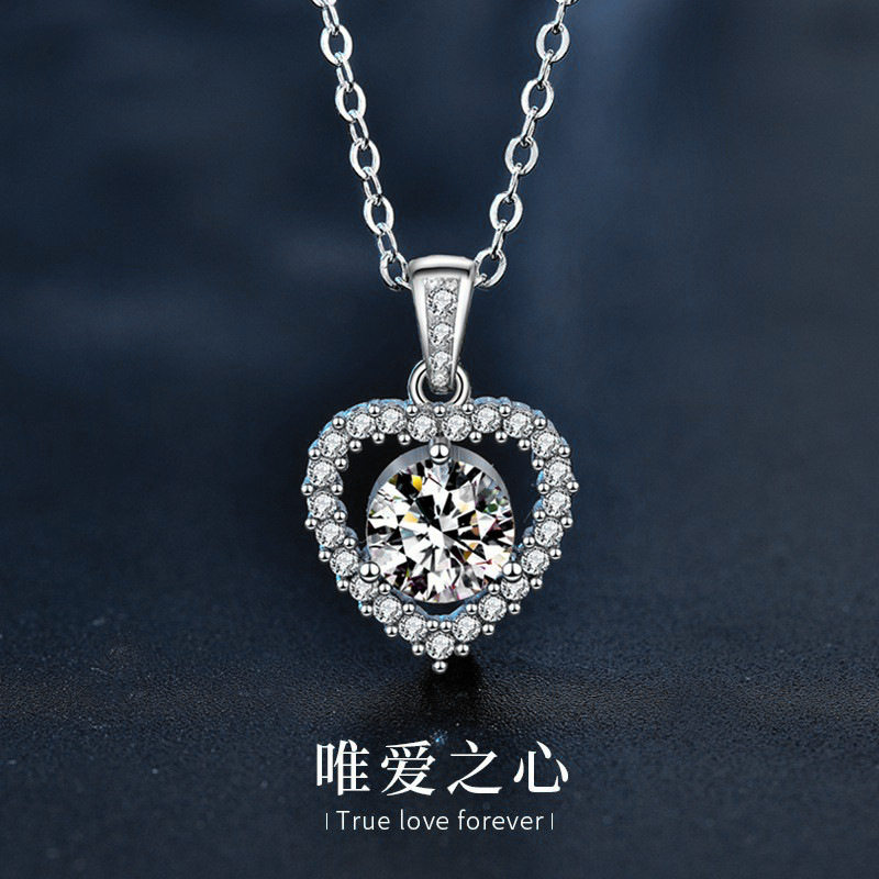 搭小众爱心项链925纯银送女友女