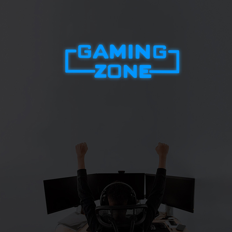 跨境Game Zone 游戏精雕夜光墙贴孩游戏室卧室背景装饰自粘墙贴
