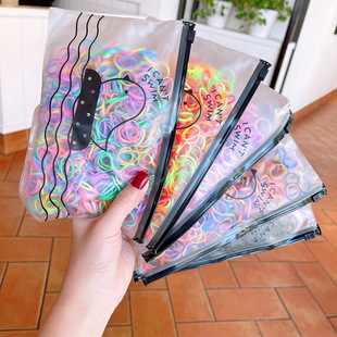 韩版宝宝儿童彩色强拉不断皮筋无接缝发圈一次性袋装扎头发头绳