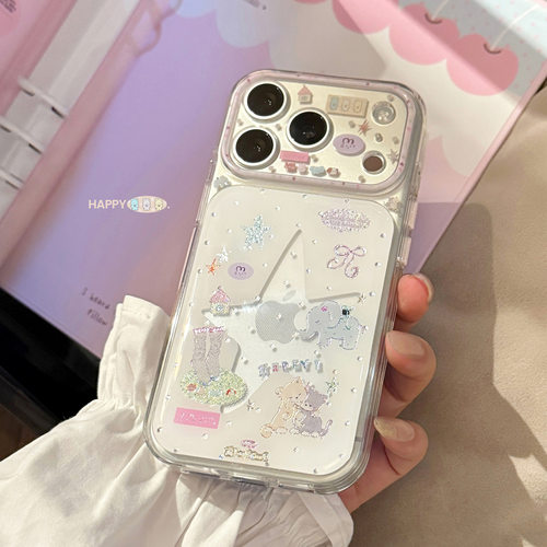 AceCase星星透明可爱风小象适用iphone16苹果17promax手机壳14全包15鎏金