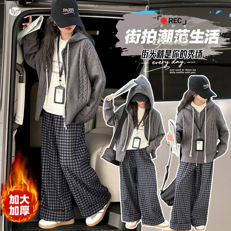 女童2025年冬季新款韩版休闲灰色加绒加厚外套可外穿内搭功能多样,童装外套,祺儿童装 女童2025年冬季新款韩版休闲灰色加绒加厚外套可外穿内搭功能多样,童装外套,祺儿童装