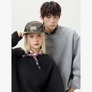 情侣休闲套头衫 STORE质感太空棉拼接重磅圆领卫衣秋季 外套 JAY