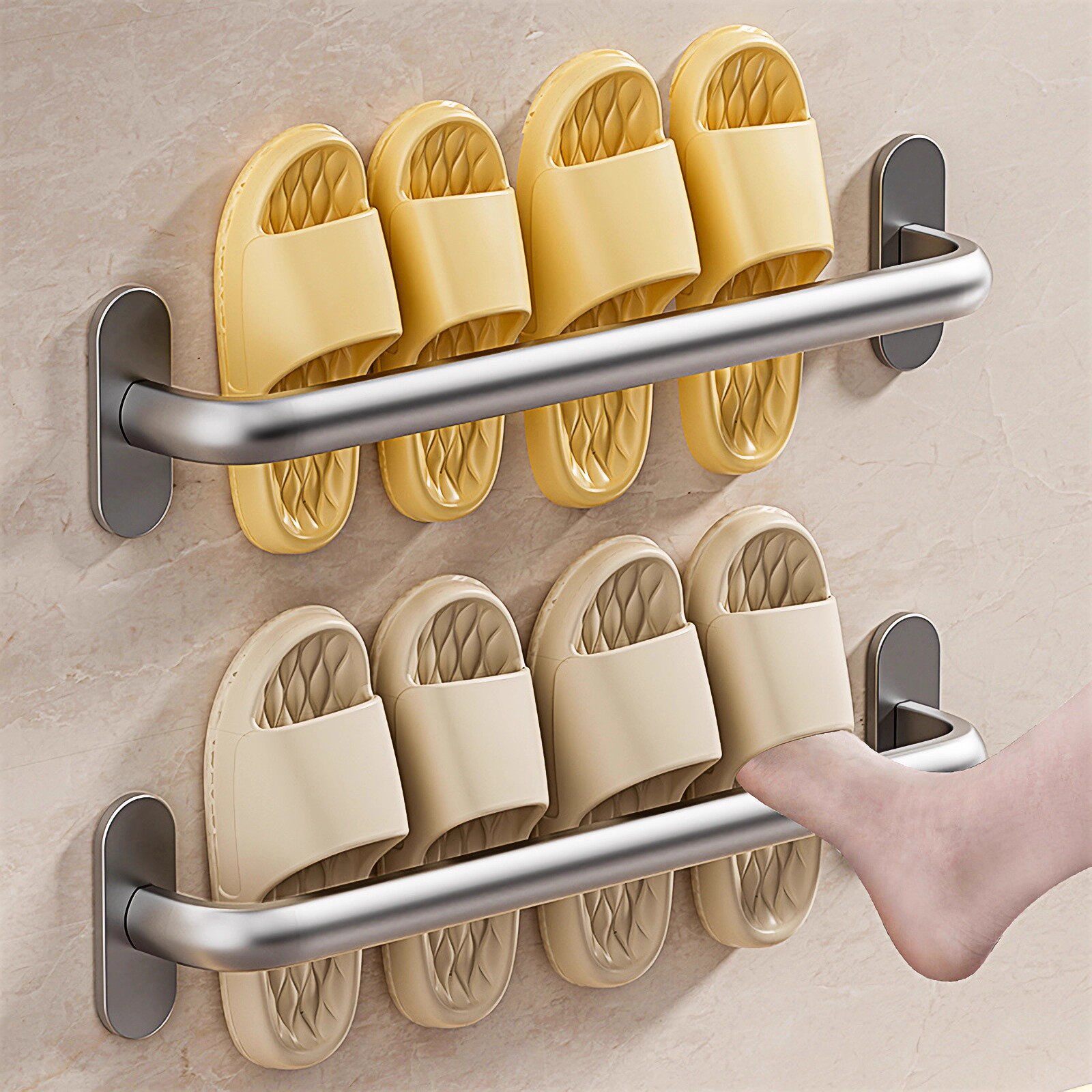 不锈钢浴室拖鞋架免打孔卫生间置物架子壁挂收纳神器沥水挂架厕所
