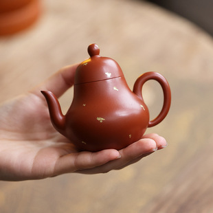 思亭壶宜兴紫砂壶110ml朱泥小品工夫茶具沈丹手工洒金女生泡茶壶