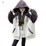 女童连帽卫衣外套夹棉加厚秋冬款2025新款中大童拼色棒球服棉衣潮，童装外套，祺儿童装