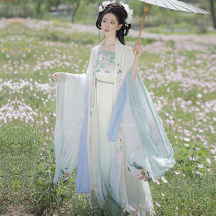 原创柯子裙重工荷花刺绣唐制大袖衫齐胸仙气汉服女装