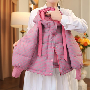 女童棉服冬装2025新款洋气儿童加厚保暖羽绒棉衣冬季棉袄格子外套