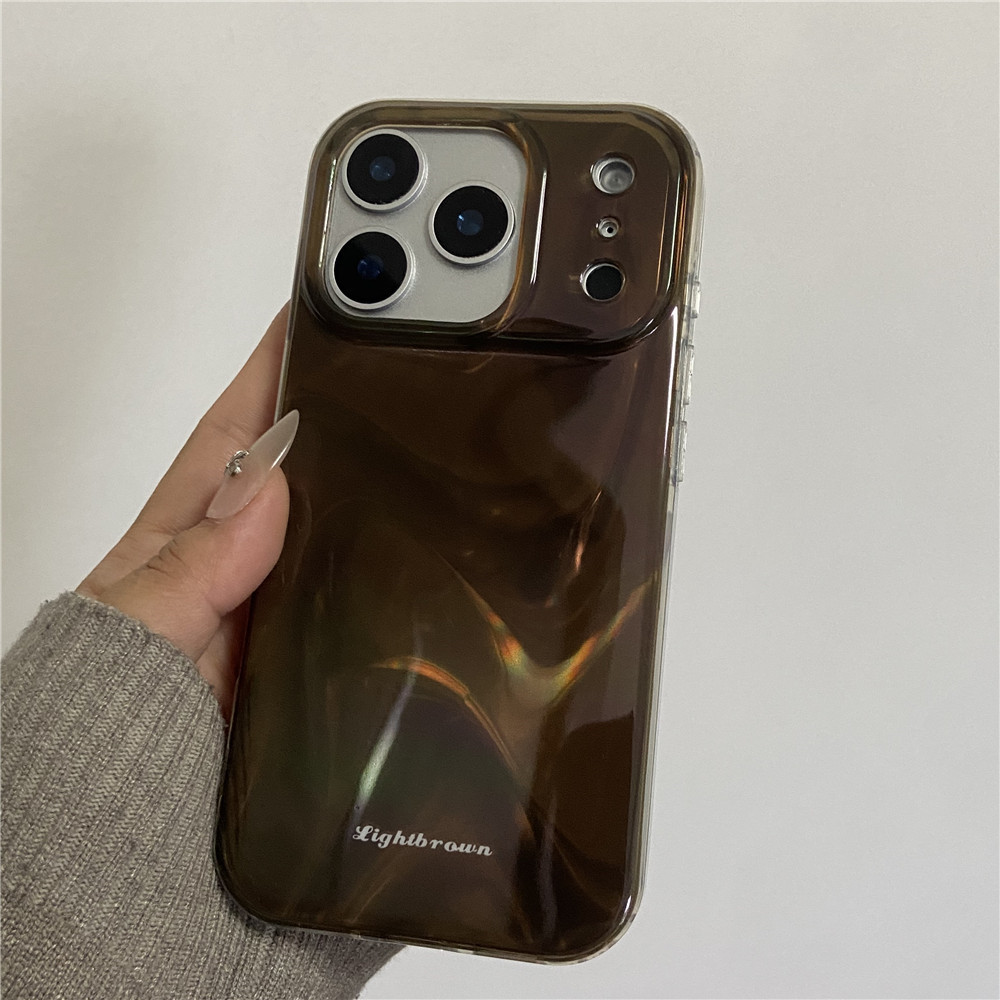 绸缎纹棕色晕染适用iPhone14/13适用苹果17/16/15PROMAX手机壳潮