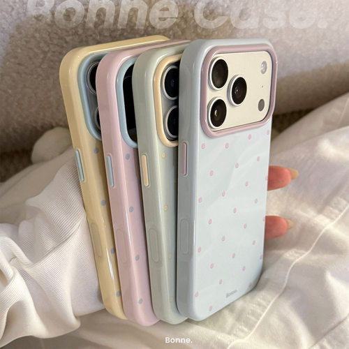 AceCase简约ins风撞色波点苹果17手机壳iphone16promax适用15马卡龙14软套13防摔