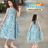 女童连衣裙2025夏季新款无袖碎花棉布裙中大童公主裙背心裙儿童潮，童装连衣裙，祺儿童装