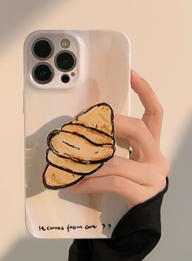 U记可颂支架手机壳适用iphone17ProMax苹果16plus15pro14油画13小众12创意11华为nova10简约P50Mate60保护套