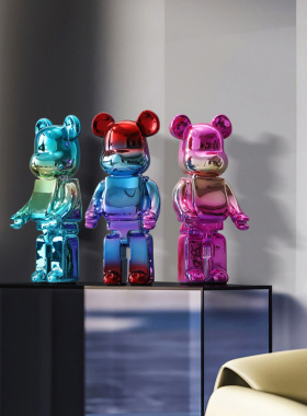 潮玩电镀暴力熊摆件客厅电视柜落地公仔玄关酒柜家居树脂软装饰品