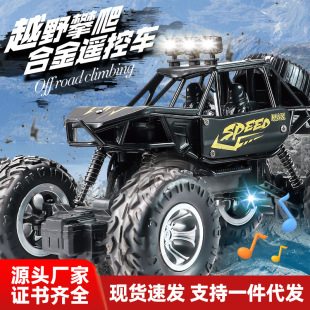 灯光音乐儿童玩具赛车模 合金越野遥控车速耐摔攀爬车喷雾款