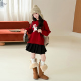 女童秋冬新款2025年小马拜年服毛衣女大童甜美姐妹装毛毛衣针织衫，童装毛衣，祺儿童装