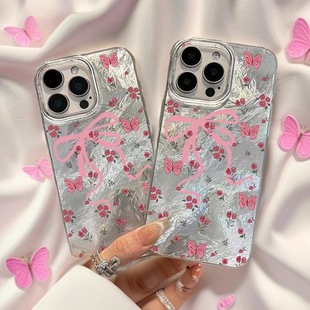 Girl bowknot flowers PC case适用iphone 11 12 13 14 15 16 17 pro max XR XS MAX 7 8 PLUS