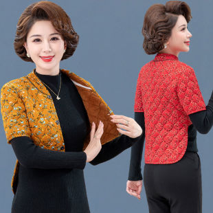 睡觉加厚防寒护颈椎坎肩 护肩妈妈冬季 中老年驼绒保暖女中袖 护腰款