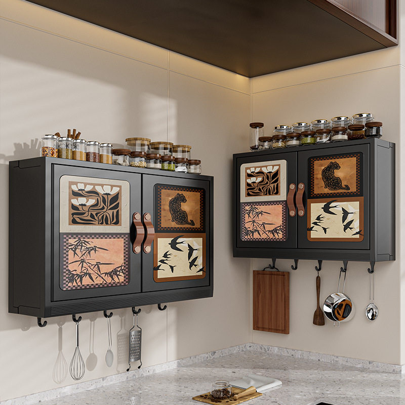 中古风厨房收纳置物架壁挂式橱柜调料盒调味品整理厨房用品储物柜,厨房/烹饪用具,厨房墙壁置物架/厨房墙壁挂架,淘宝优惠券,粉丝福利购,淘宝优惠卷