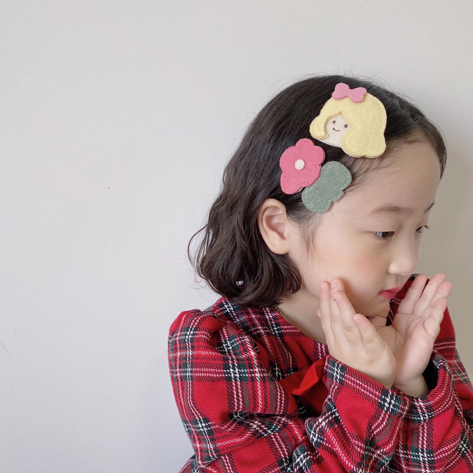 新款韩风布艺卡通公主草莓花朵儿童BB夹发卡边夹碎发刘海夹卡子