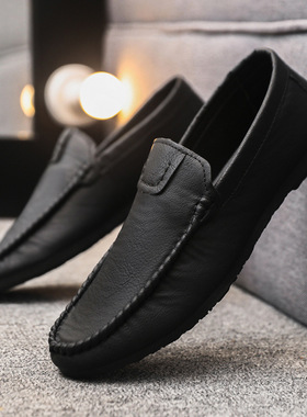 低帮舒适圆头乐福皮鞋 Men casual loafers soles slip-on shoes
