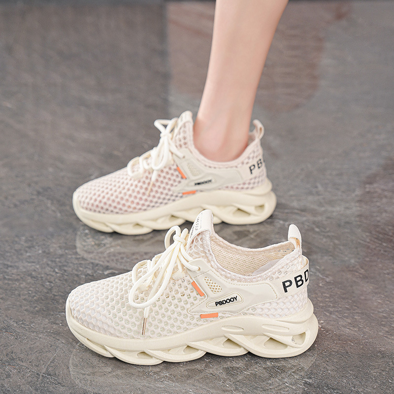 夏季女鞋新款透气镂空网鞋子女韩版百搭厚底飞织运动鞋休闲跑步鞋