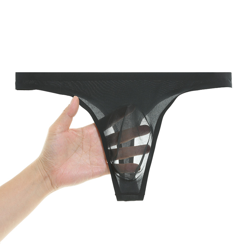 新品男士内裤半透冰丝无痕丁字裤士性感高弹U凸囊袋大码舒适透气