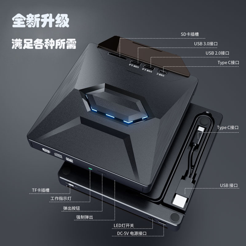 插卡式多功能外置光驱移动DVD刻录机可读TF卡USB光驱