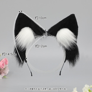 手作日系Lolita兽耳头饰cosplay饰毛直立白狐狸耳朵发箍可爱漫展