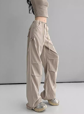 街美式休闲工装裤女夏季薄款速干裤宽松显瘦百搭街阔腿裤子女