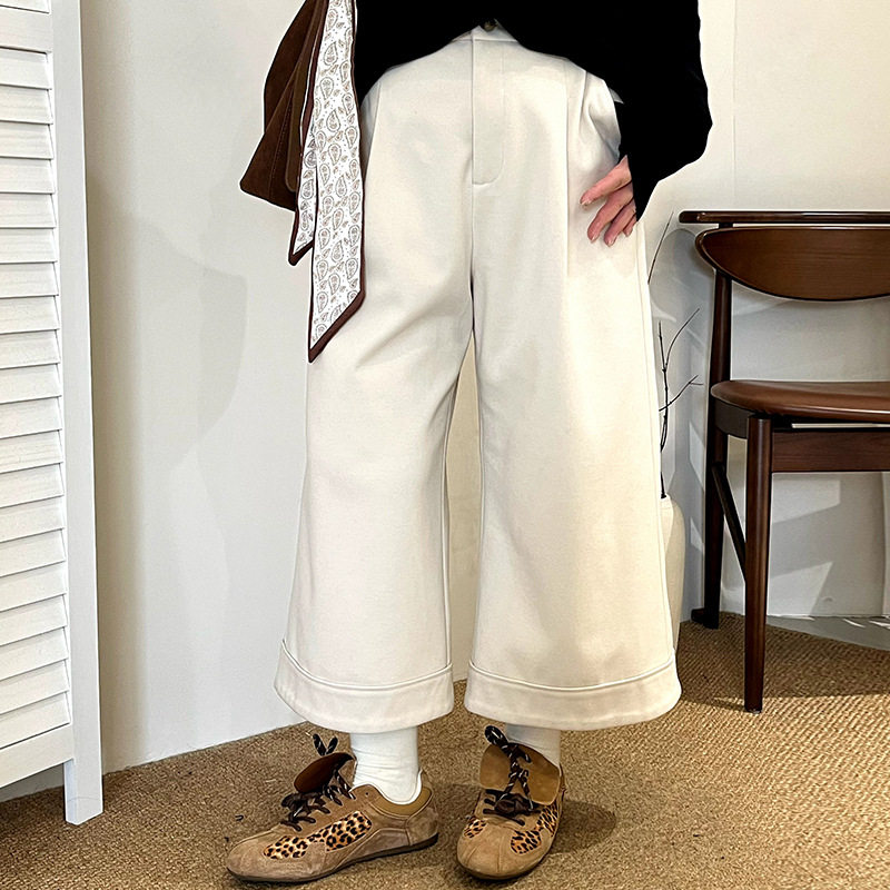 乃粒大码女装宽松西裤女七分裤2025冬款胖mm直筒休闲阔腿裤NK1356