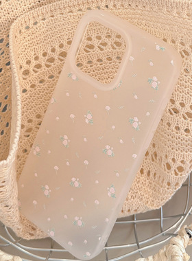 pink flowers matte clear soft case适用iphone 11 12 13 14 15 16 plus 17 pro max