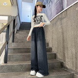 女童直筒牛仔阔腿裤春秋外穿秋季儿童裤子2025新款中大童休闲长裤，童装裤子，祺儿童装