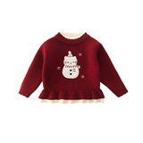 女童一体绒卡通毛衣秋冬季2025新款女加厚保暖冬装休闲针织衫P74，童装毛衣，祺妙童装