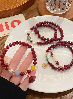 设计感莲蓬朱砂手链简约