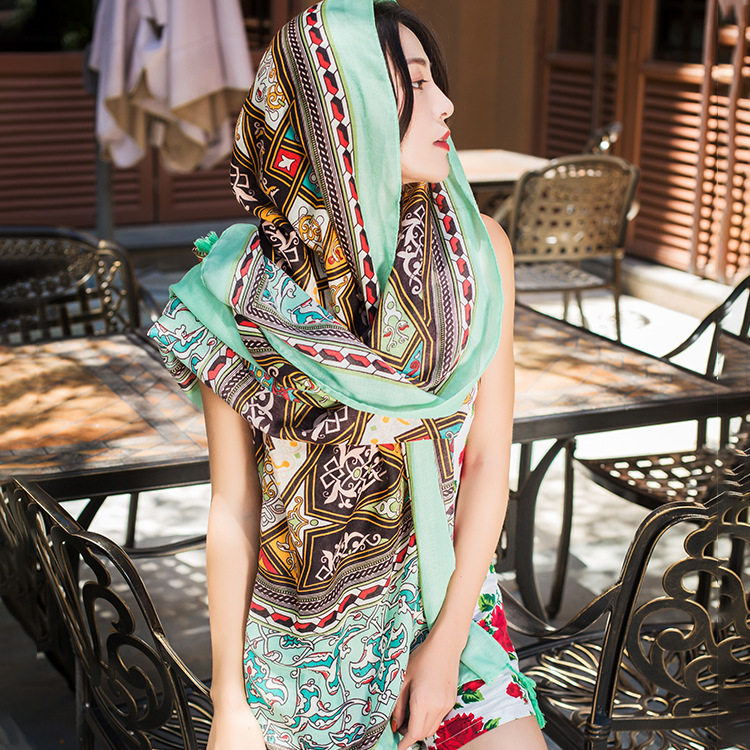 民族风棉麻围巾女沙漠旅游防晒披肩薄款清爽绿色复古百搭空调纱巾,服饰配件/皮带/帽子/围巾,围巾/丝巾/披肩,淘宝优惠券,粉丝福利购,淘宝优惠卷
