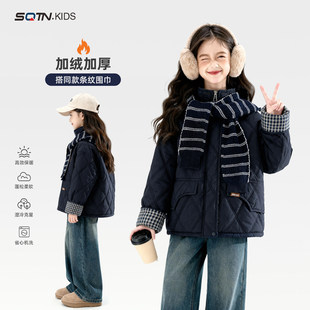2025新款韩版加厚保暖洋气时髦冬装女大童时髦小女孩女童棉服外套