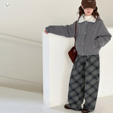 女童冬款韩版夹棉翻领外套女孩时髦加厚保暖夹克衫呢子外套棉服潮，童装外套，祺儿童装