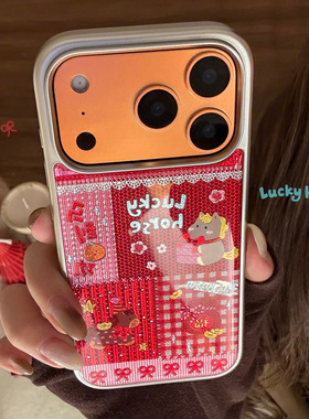 AceCase鎏金红色小马拼贴iphone16promax苹果17适用15手机壳13新年14卡通12滴胶11创意