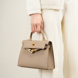 2025新款春夏时尚牛皮级感真皮凯丽包mini斜挎手提小包包明品女