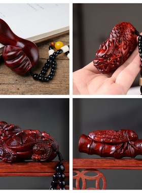 小叶紫檀葫芦雕刻挂件貔貅木质文玩手把件家居摆件景区热卖工艺品